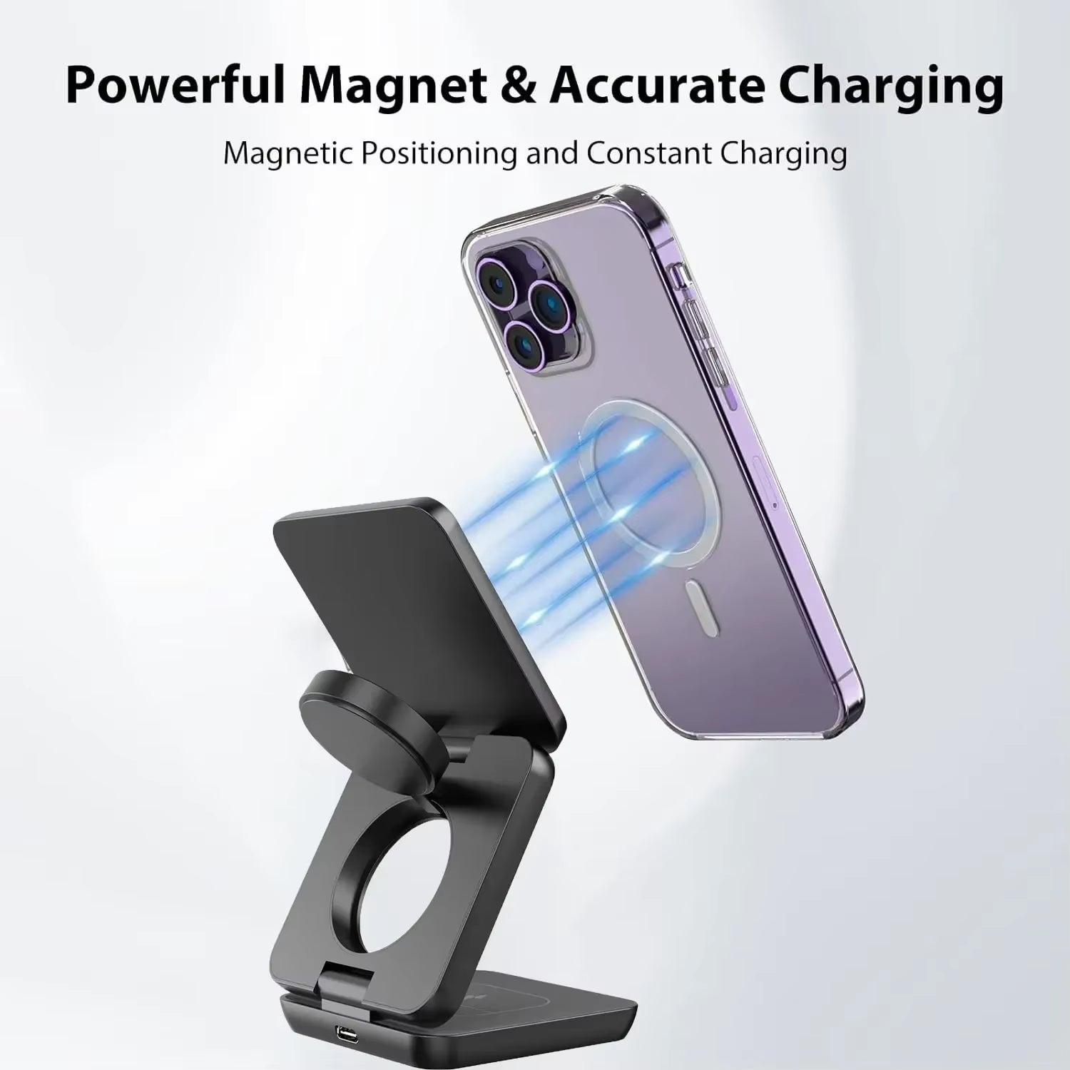 3 in 1 Foldable Magnetic Wireless Charger Stand Macsafe for Iphone 15 14 13 12 Apple Watch 8 7 6 Airpods Fast Charging Station